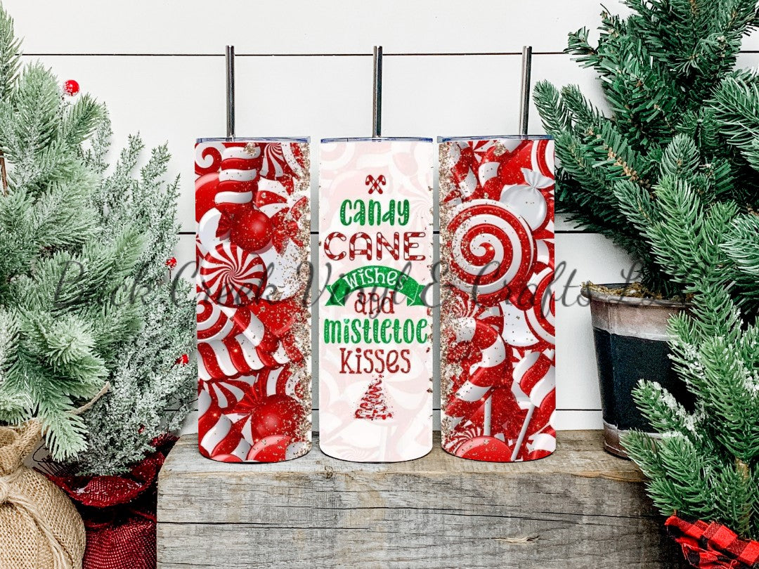 Candy Cane Wishes and Mistletoe Kiss Tumbler