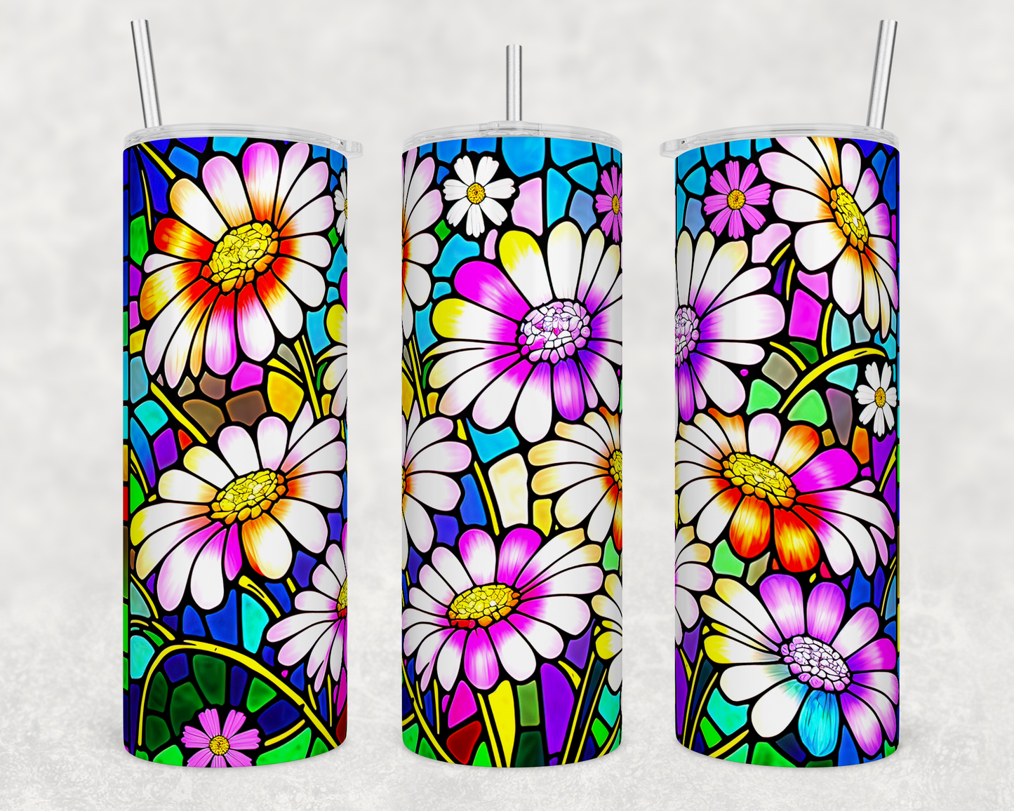 Stained Glass Daisies Tumbler