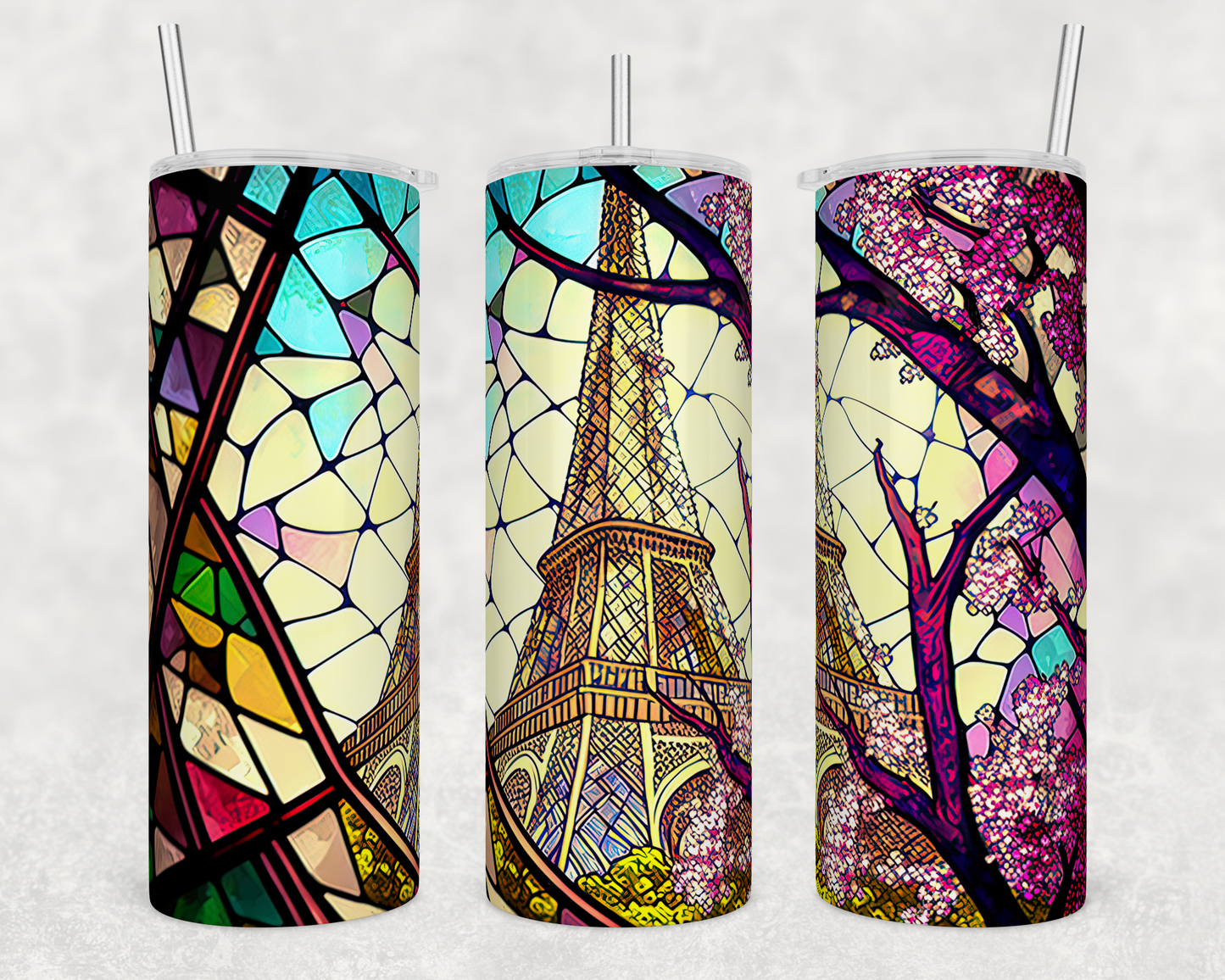 Stained Glass Eiffel Tower Tumbler