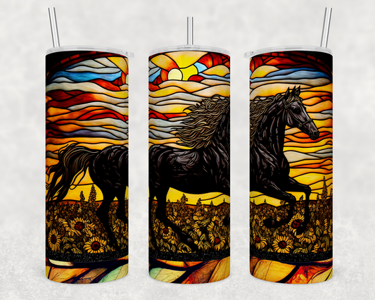 Stained Glass Horse Tumbler