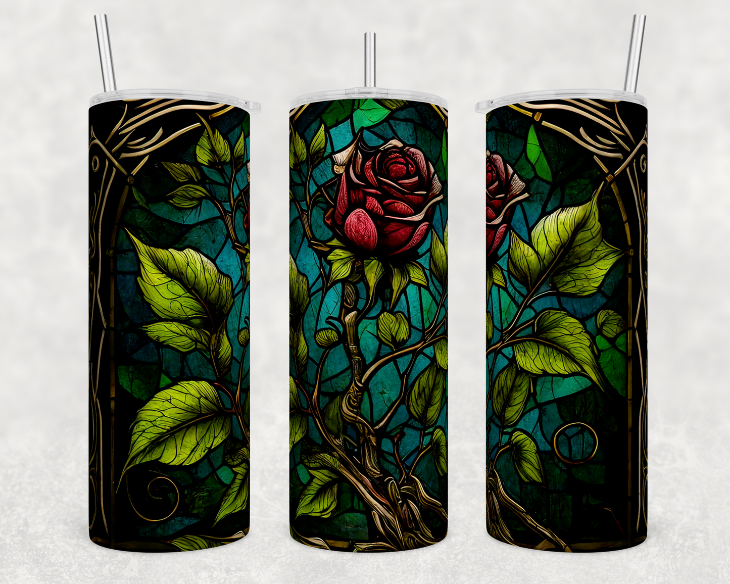 Stained Glass Rose Tumbler