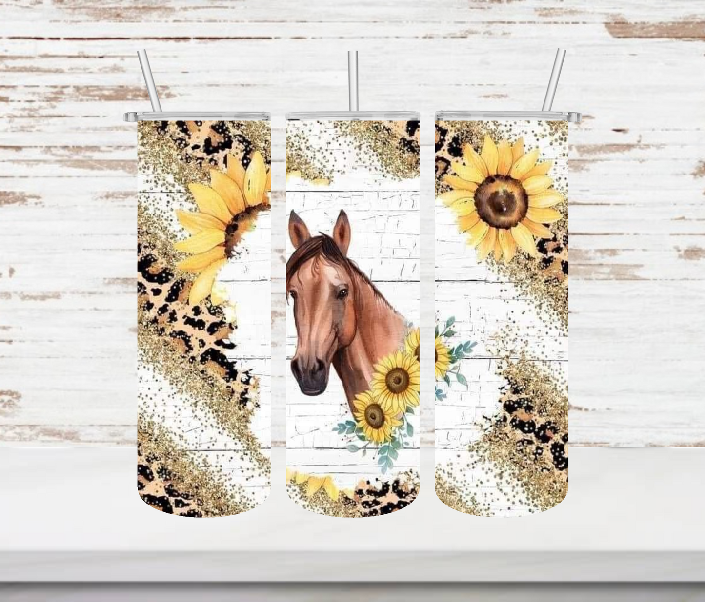 Horse with Sunflower Tumbler