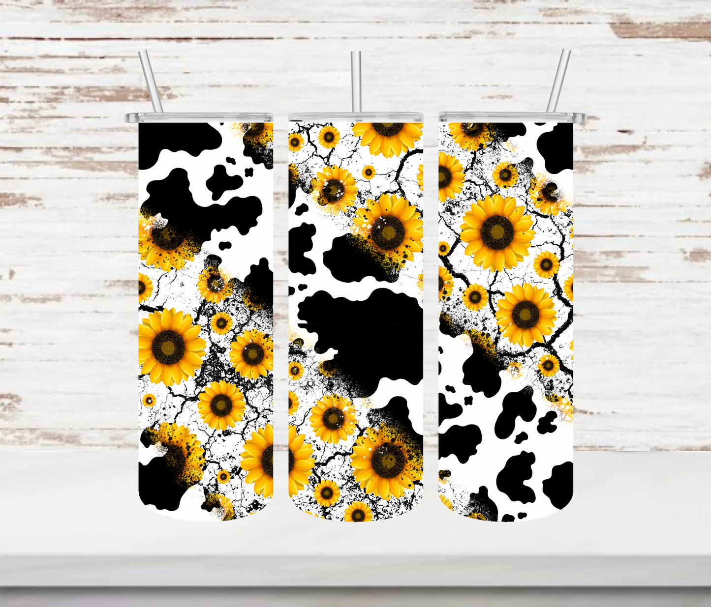 Sunflowers & Cowprint Tumbler