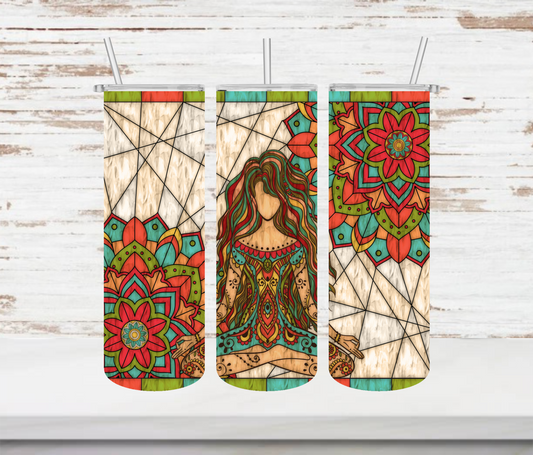 Zen Meditaion Stained Glass Tumbler